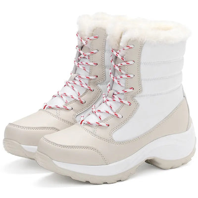 Women's Warm Waterproof Winter Boots with Fur Lining & Lace-Up Closure