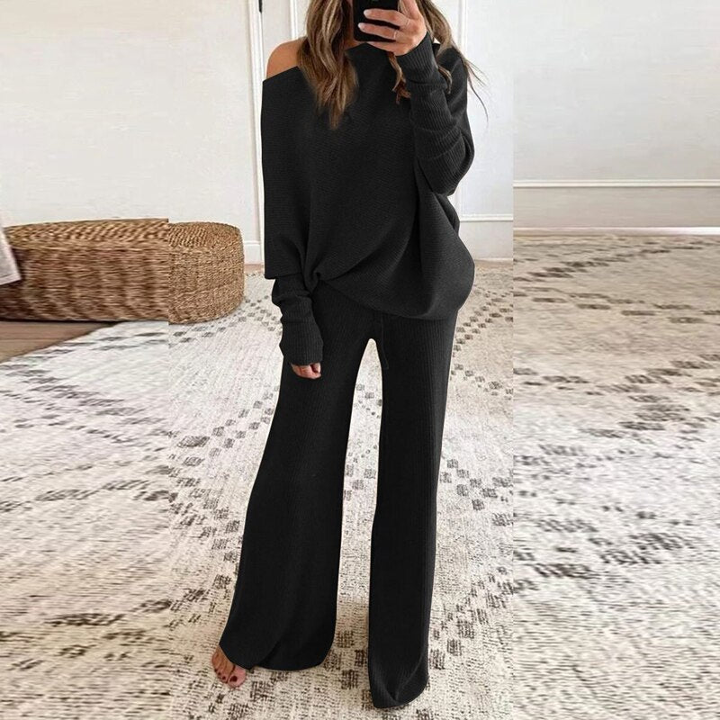 Adriana Loungewear Set | Cozy Sweater & Wide-Leg Pants for Ultimate Comfort