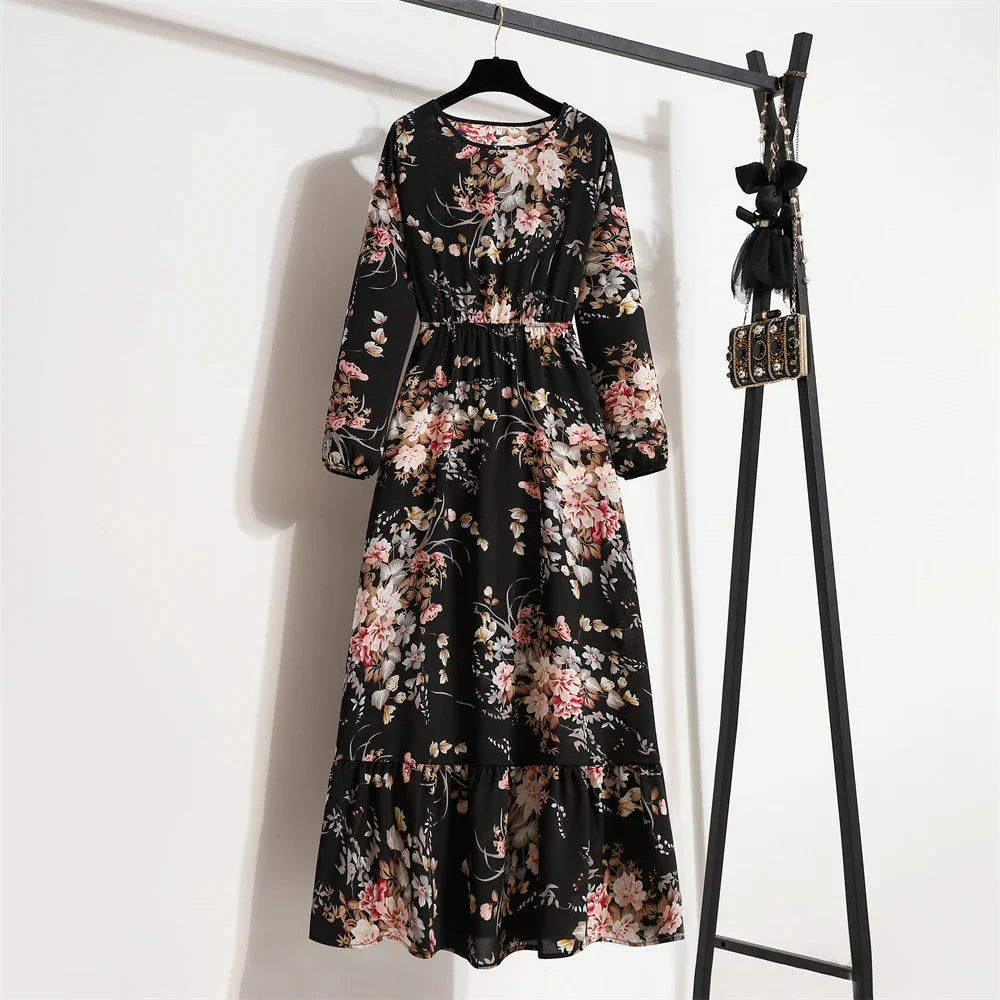 Floral Print Dress with Long Sleeves