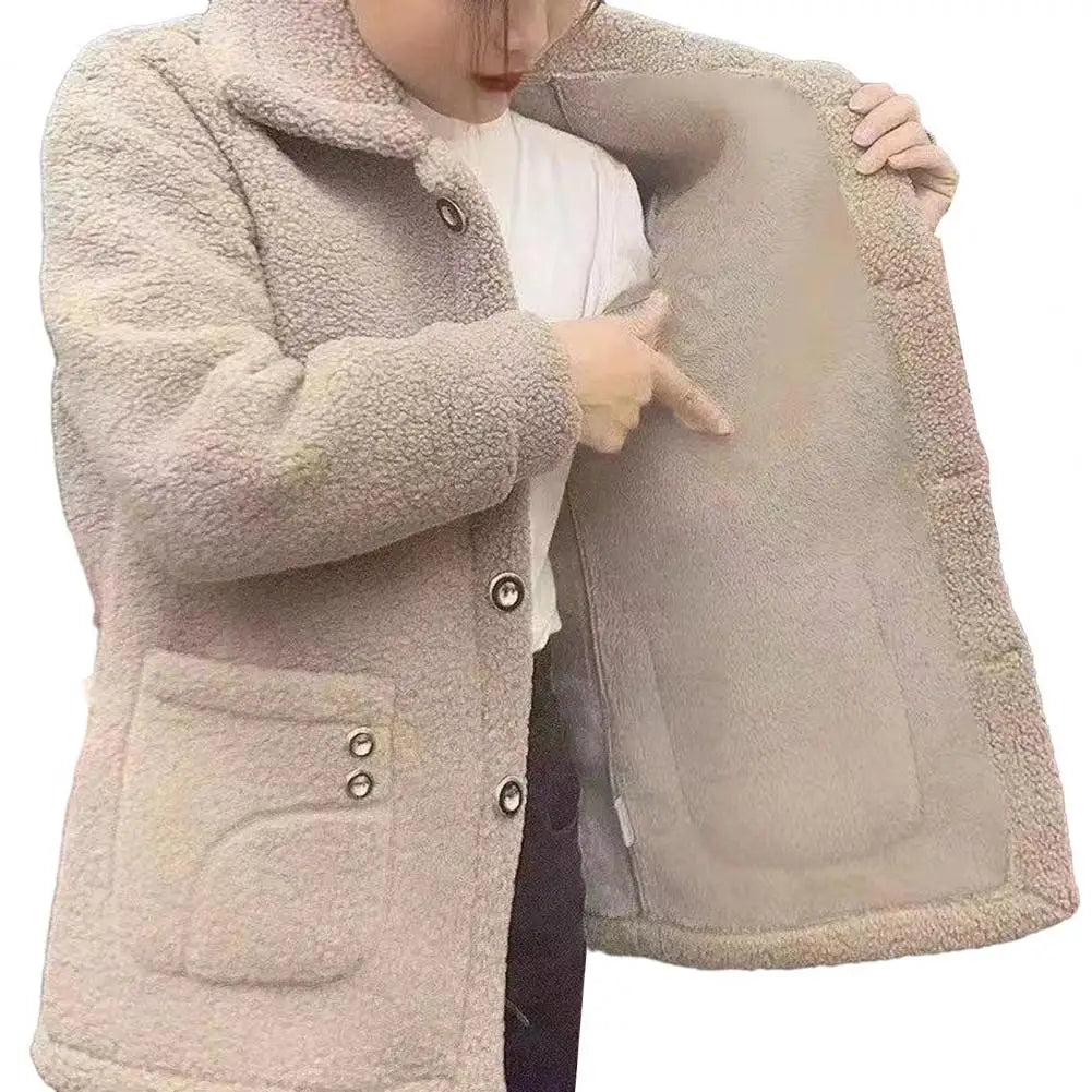 Cozy Fleece Jacket with Storage Pockets – Women's Warm Outdoor Jacket