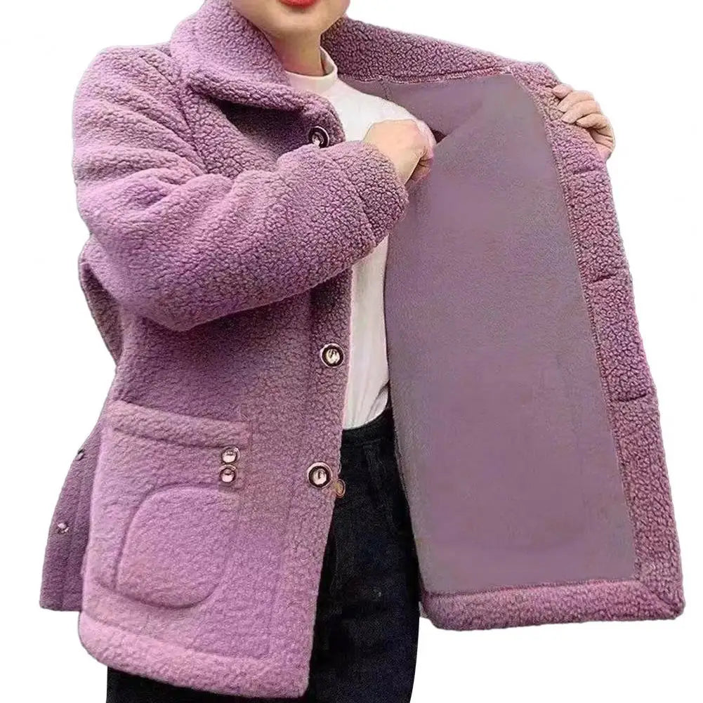 Cozy Fleece Jacket with Storage Pockets – Women's Warm Outdoor Jacket