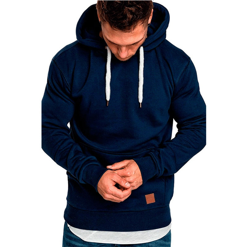 Casual Men's Hoodie – With Kangaroo Pocket and White Drawstring