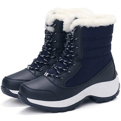 Women's Warm Waterproof Winter Boots with Fur Lining & Lace-Up Closure