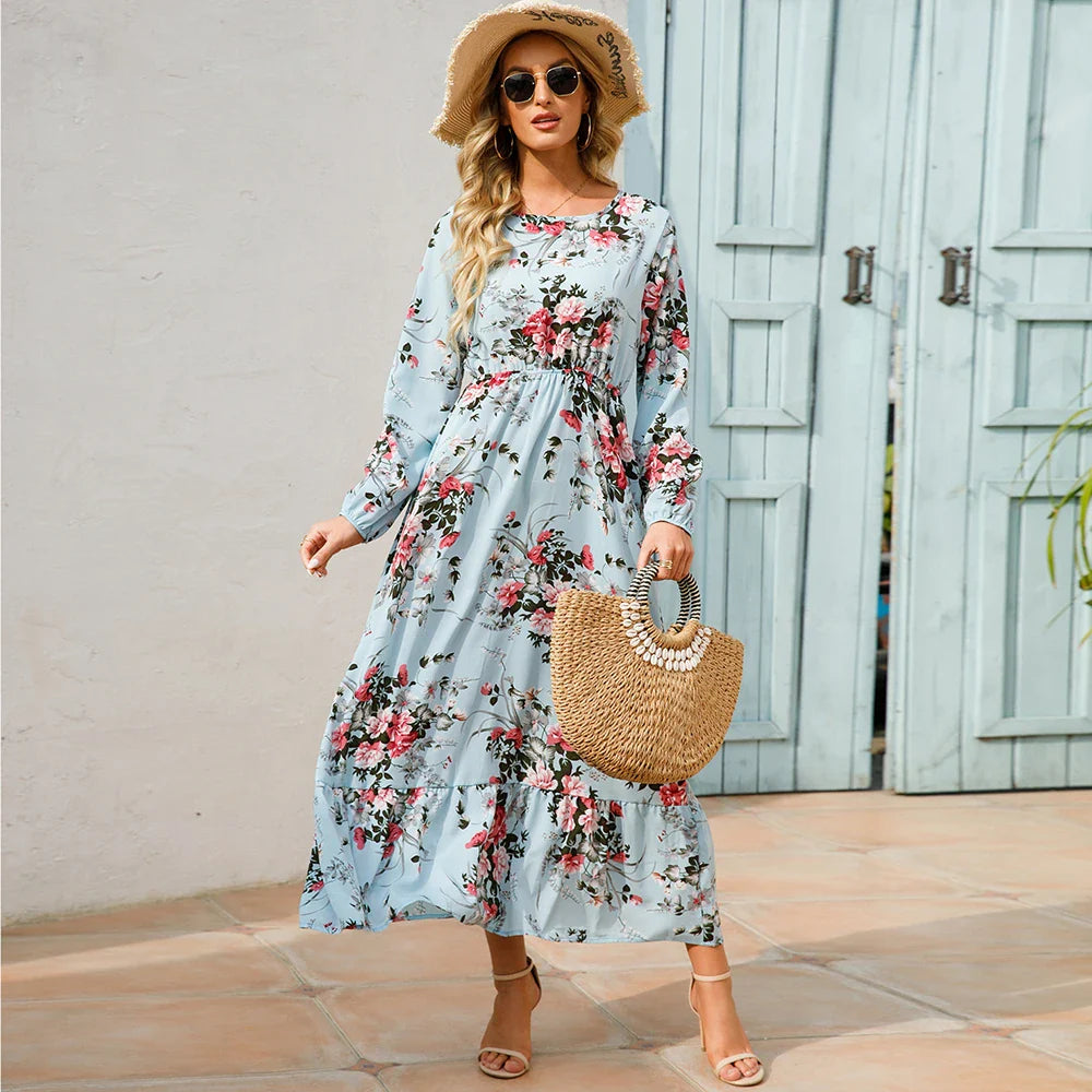 Floral Print Dress with Long Sleeves