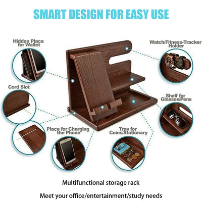 Wooden Phone Docking Station | Premium Organizer for Your Essentials