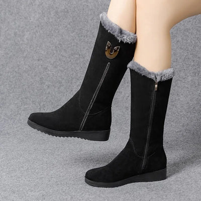 Women's Winter Boots - Warm Fleece-Lined Ankle Boots with Anti-Slip Sole