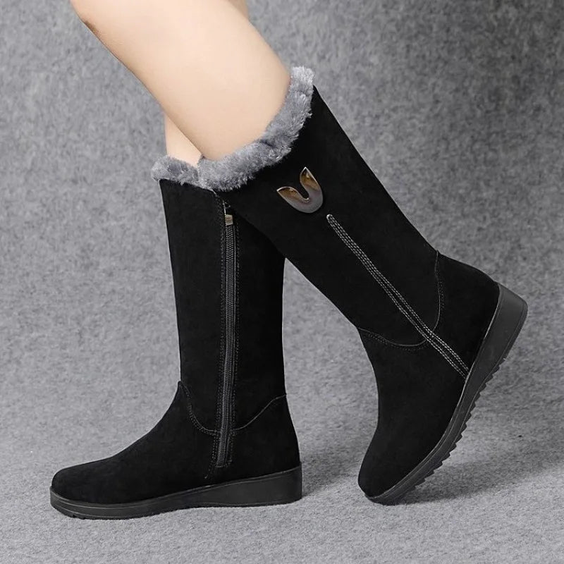 Women's Winter Boots - Warm Fleece-Lined Ankle Boots with Anti-Slip Sole