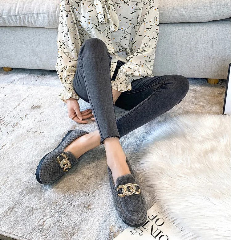 Crystalline Winter Loafers | Cozy & Stylish Plush Loafers