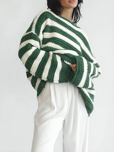 Mara™ Knitted Pullover Sweater | Striped Design for Effortless Style