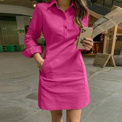 Women’s Long-Sleeve Shirt Dress - Chic and Versatile Design