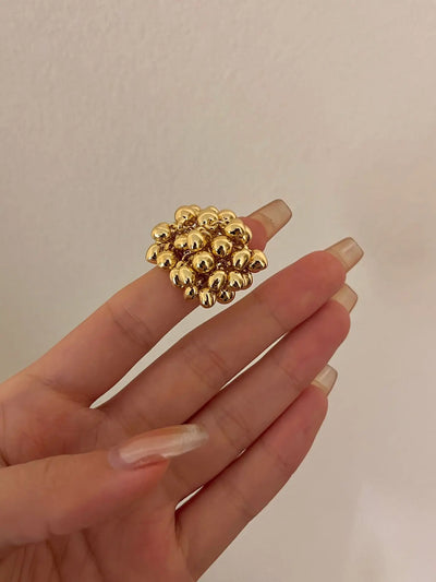 Vintage Metal Beads Open Ring – Bold Fashion for Modern Women