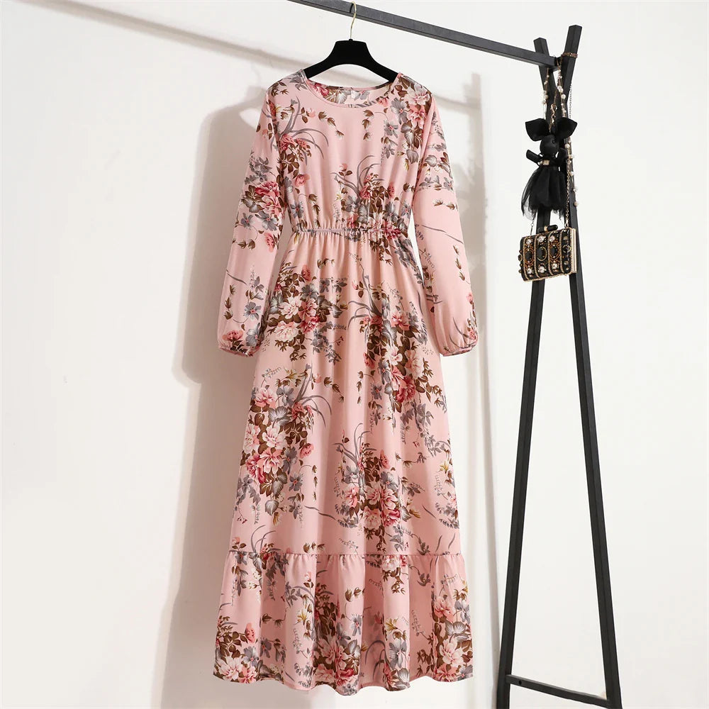 Floral Print Dress with Long Sleeves