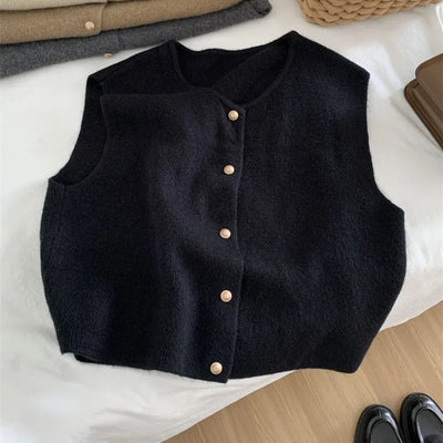 Elegant V-Neck Sleeveless Sweater Vest – Casual Fashion for Office and Everyday Wear