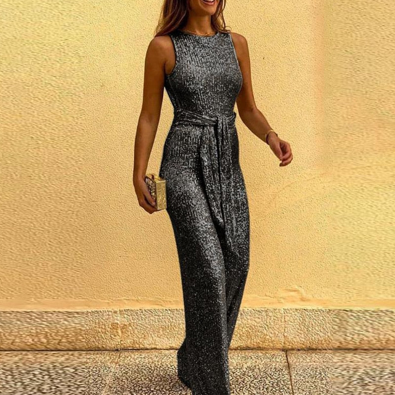 RachelJumpsuit™ | Glittery Sleeveless Women's Jumpsuit for Special Occasions