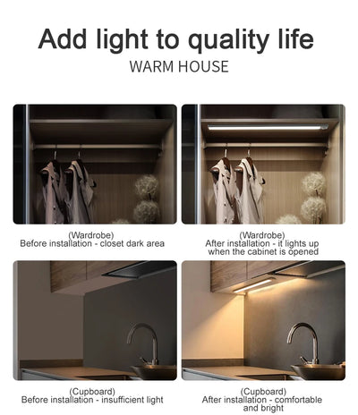 Rechargeable Sensor LED Light | USB Wireless Lighting for Cabinets, Kitchen, Wardrobe, and Bedroom