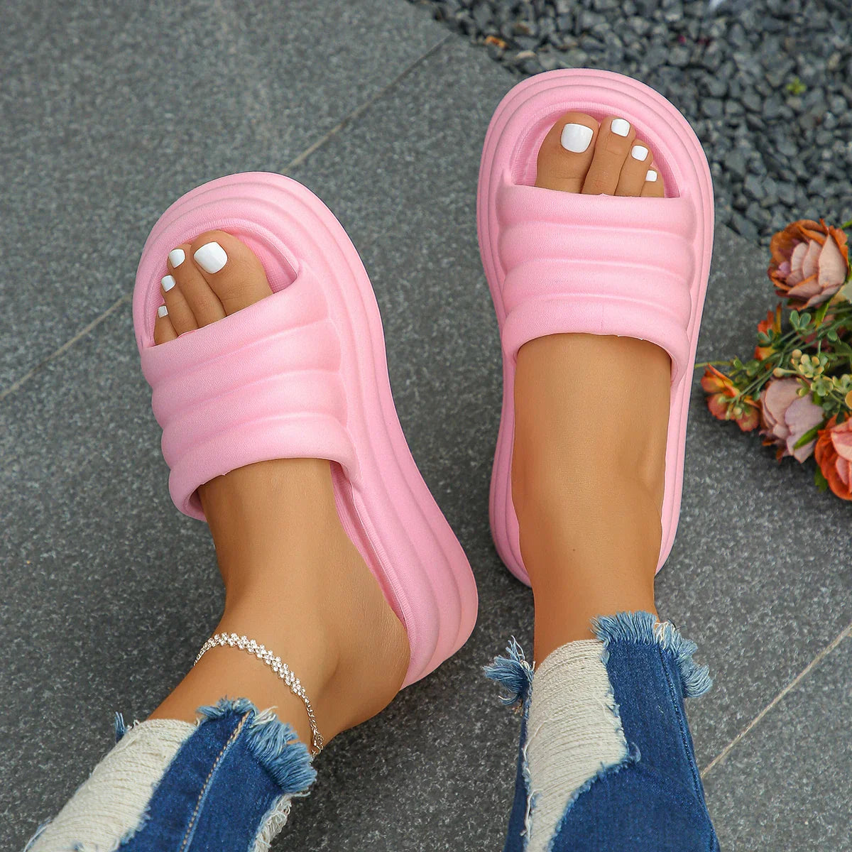 Thick Platform Slippers for Women - Comfortable and Trendy Sandals