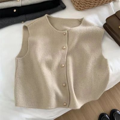 Elegant V-Neck Sleeveless Sweater Vest – Casual Fashion for Office and Everyday Wear