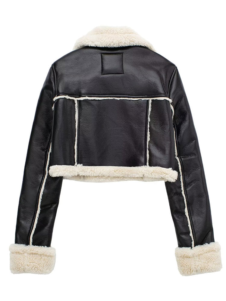 Marbel - Elegant Leather Jacket with Wool Lining