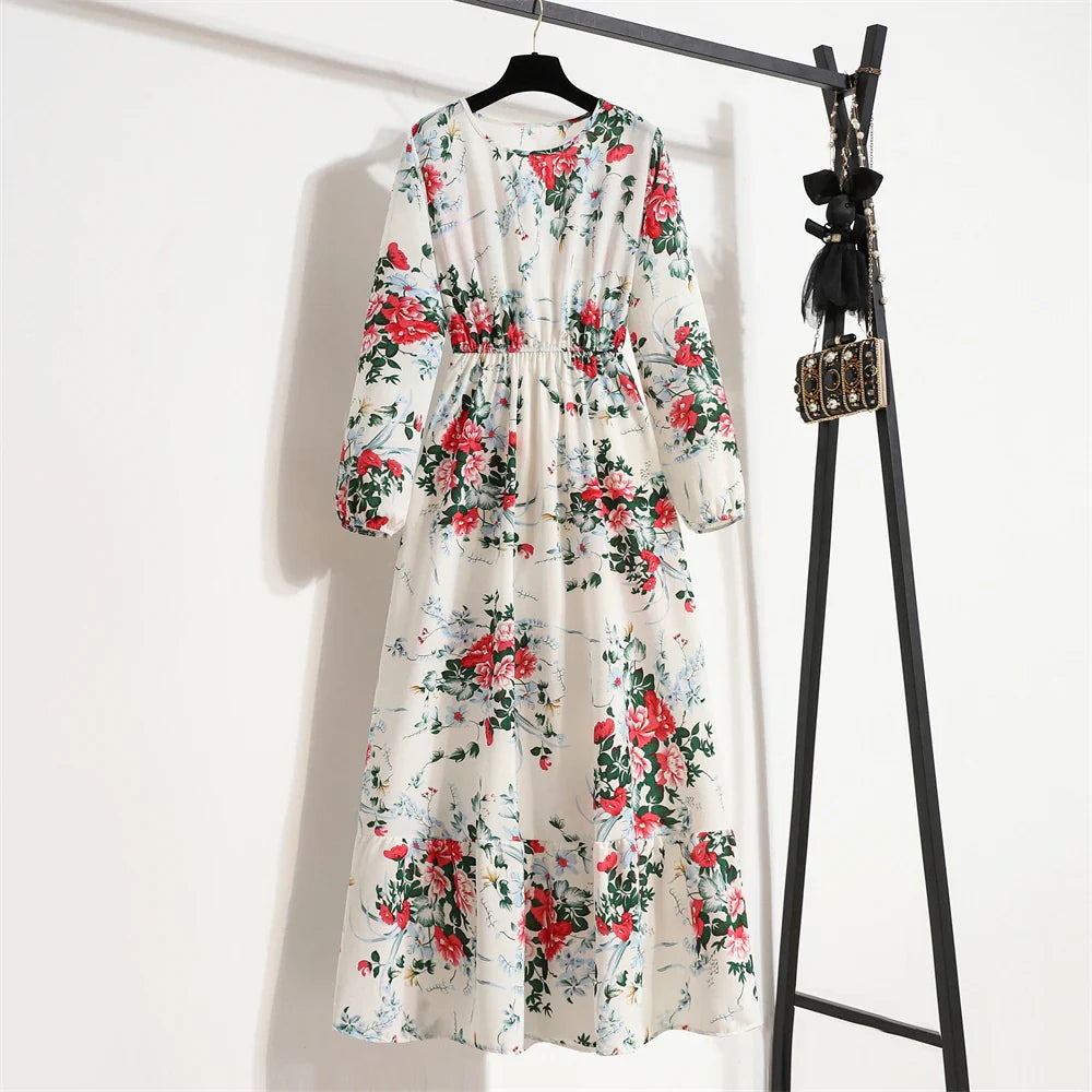 Floral Print Dress with Long Sleeves