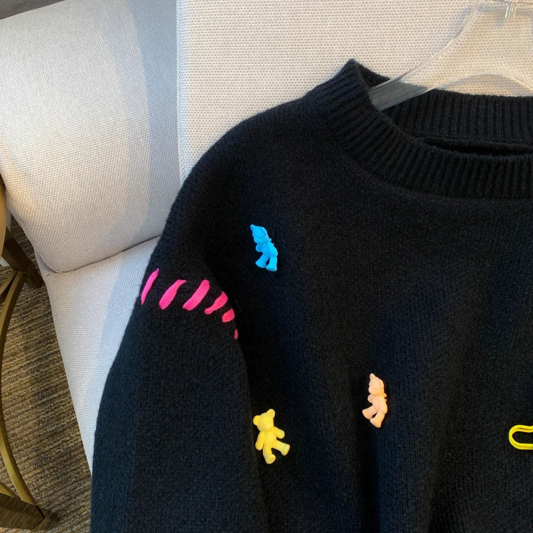 Safety Pins + Teddy Bears Sweater | Trendy Streetwear with a Playful Twist