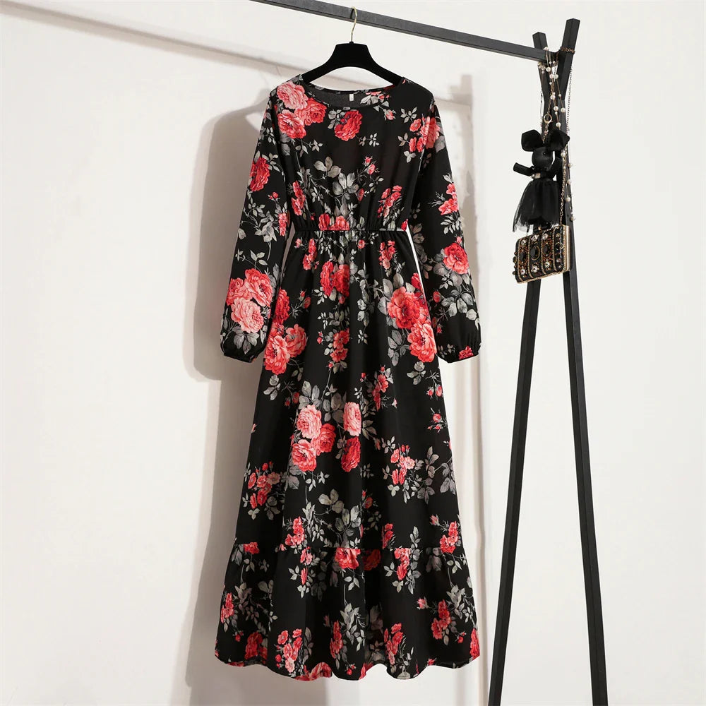 Floral Print Dress with Long Sleeves