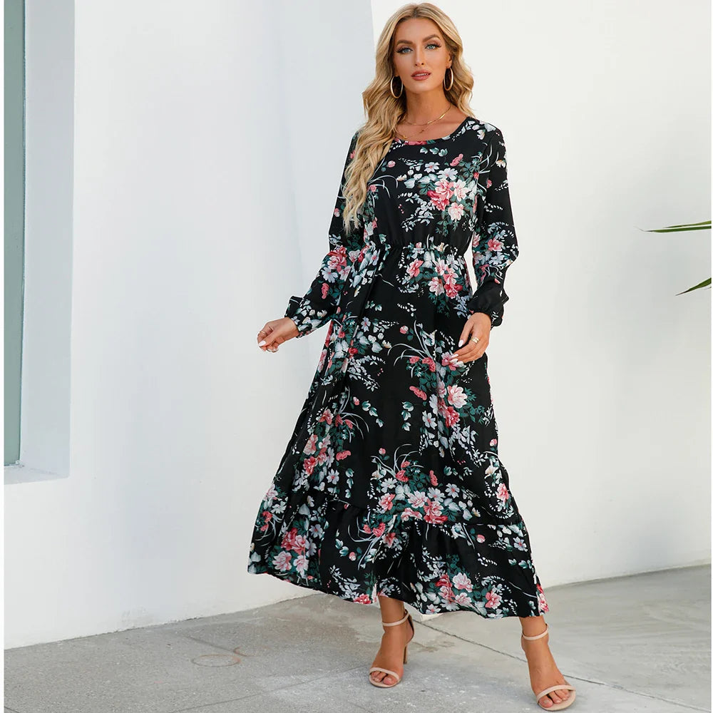 Floral Print Dress with Long Sleeves