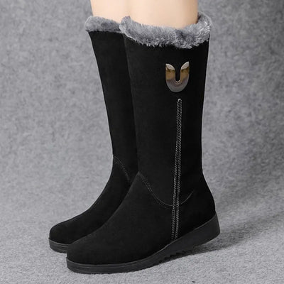 Women's Winter Boots - Warm Fleece-Lined Ankle Boots with Anti-Slip Sole