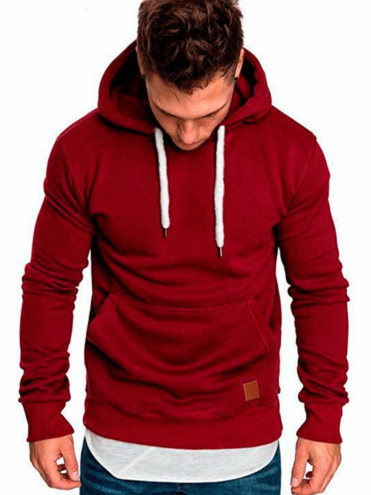 Casual Men's Hoodie – With Kangaroo Pocket and White Drawstring