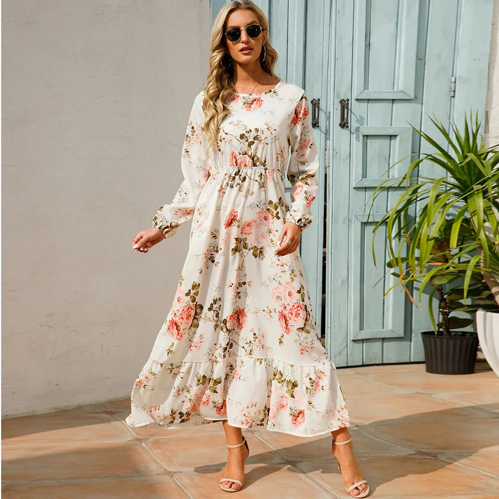 Floral Print Dress with Long Sleeves