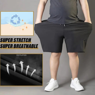 Men's Plus Size Stretch Shorts with Breathable Fabric and Zipper Pockets