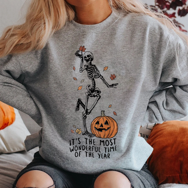 Halloween Skeleton Print Sweater