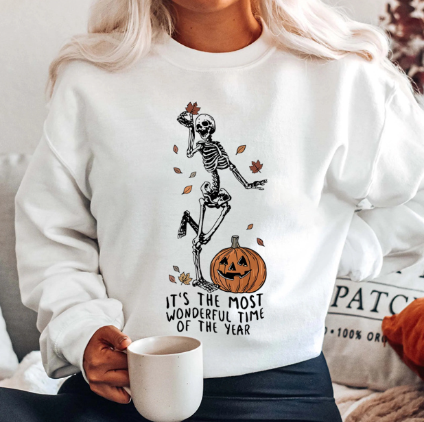 Halloween Skeleton Print Sweater