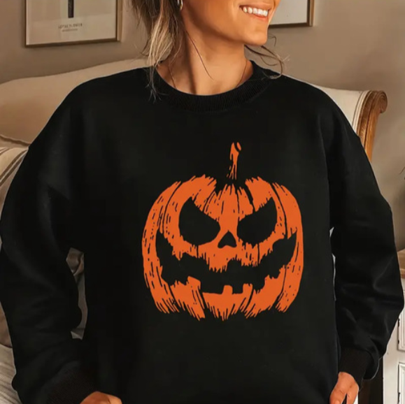 Halloween Pumpkin Print Sweater