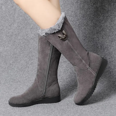 Women's Winter Boots - Warm Fleece-Lined Ankle Boots with Anti-Slip Sole