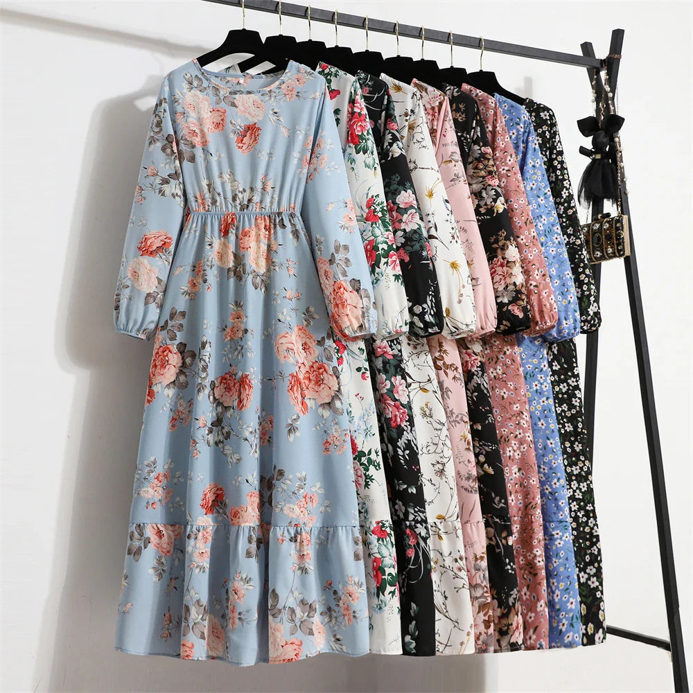 Floral Print Dress with Long Sleeves