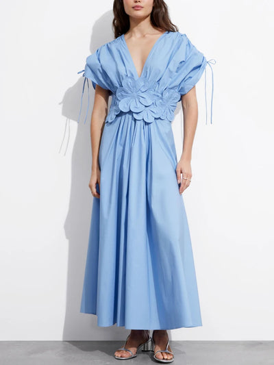 Blue Lotus Midi Dress - Feel like a princess