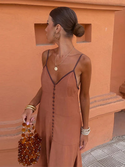 Elegant V-Neck Backless Maxi Dress