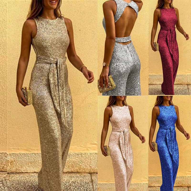 RachelJumpsuit™ | Glittery Sleeveless Women's Jumpsuit for Special Occasions