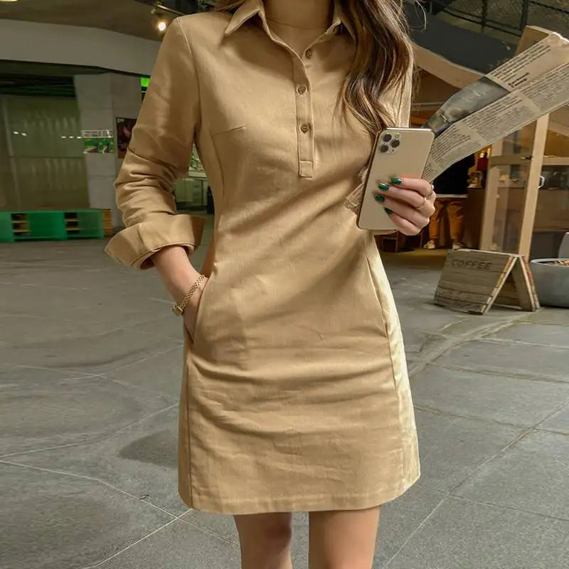 Women’s Long-Sleeve Shirt Dress - Chic and Versatile Design