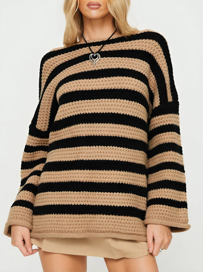 Mara™ Knitted Pullover Sweater | Striped Design for Effortless Style