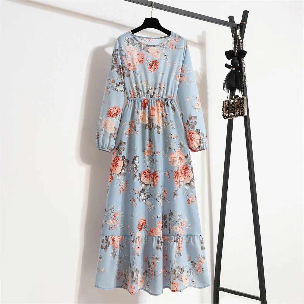 Floral Print Dress with Long Sleeves