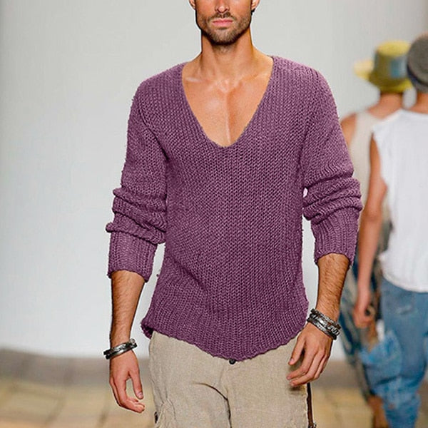 Victor V-Neck Sweater for Men | Casual & Stylish Deep V-Neck Knitwear