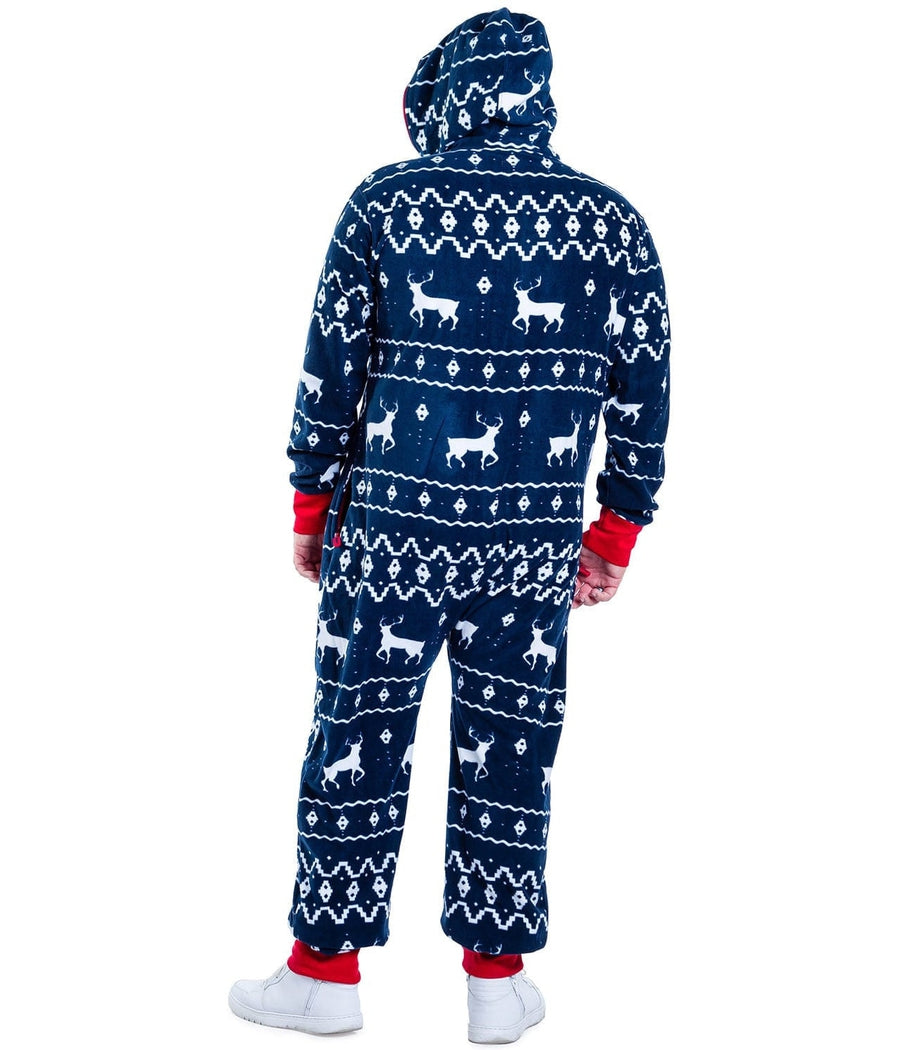 Blue Reindeer Onesie | Christmas Holiday Jumpsuit for Men