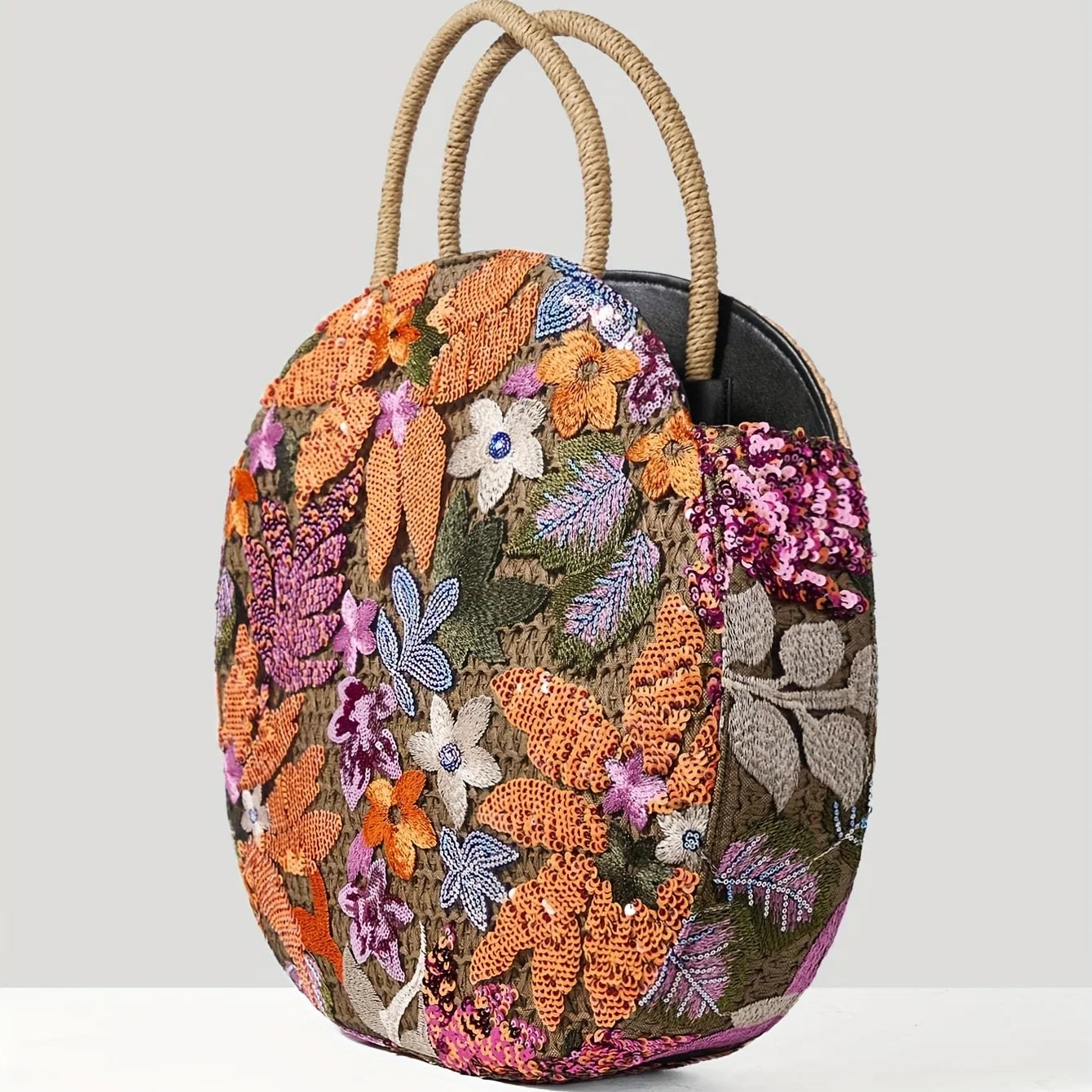 Ethnic Blossom Sequin Handbag