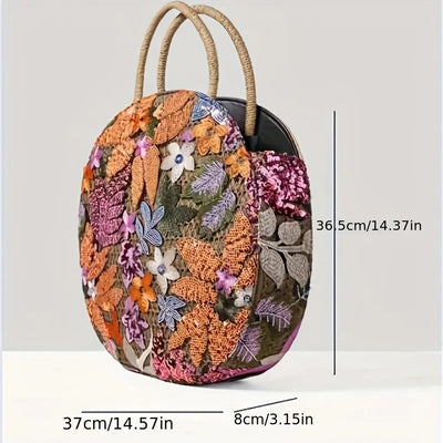 Ethnic Blossom Sequin Handbag