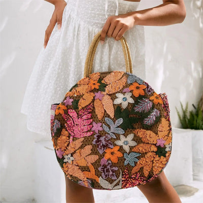 Ethnic Blossom Sequin Handbag