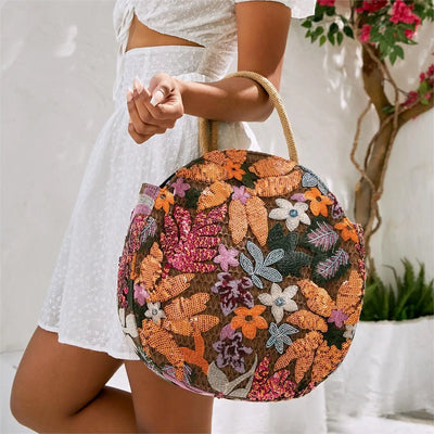 Ethnic Blossom Sequin Handbag