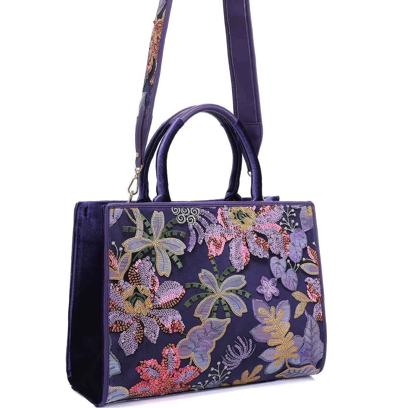 Ladies' Shiny Purple Handheld Tote