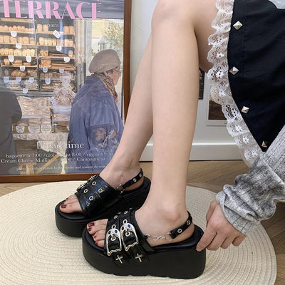 Punk Platform Wedge Sandals - Comfortable and Spicy