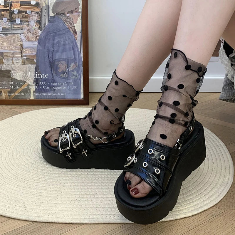 Punk Platform Wedge Sandals - Comfortable and Spicy